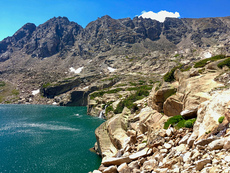 Looking across Blue Lake towards Pawnee Peak. Indian Peaks Wilderness, Colorado. August, 2017.