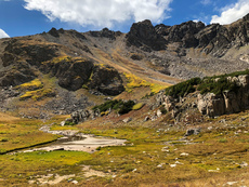 Looking towards Pettingell Peak in isolation near the top of Herman Gulch, Colorado. September, 2018.