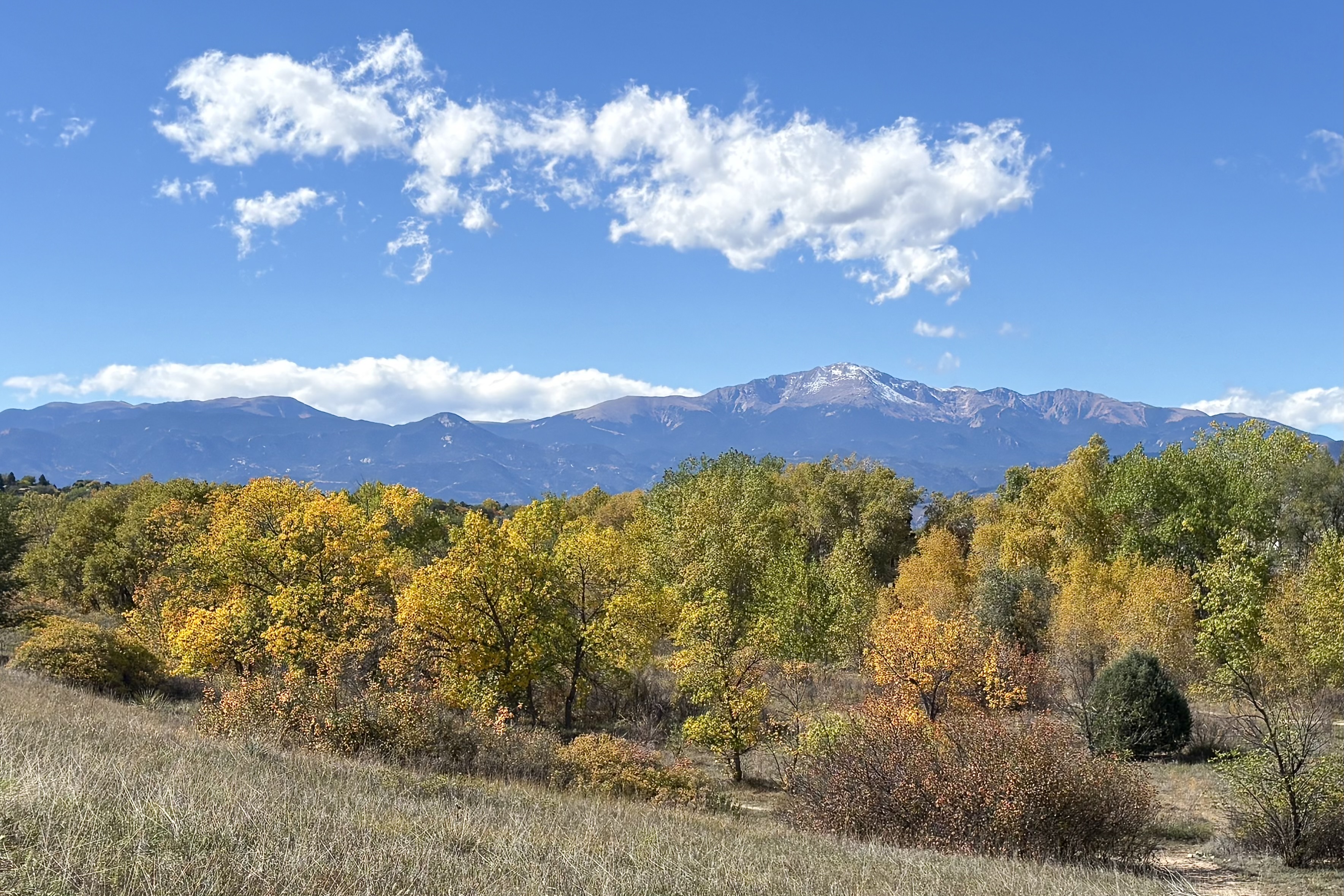 2026 - Pikes Peak from Cottonwood Creek Trail, Colorado Springs, Colorado. October 13, 2026.