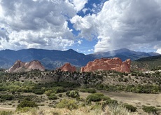 Garden of the Gods and Pikes Peak from Mesa Overlook, Colorado Springs, Colorado. September 19, 2026.